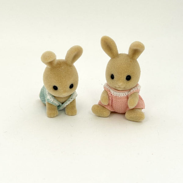 [Used] IVORY RABBIT BABY TWINS 1st Ed. Epoch Japan Sylvanian Families