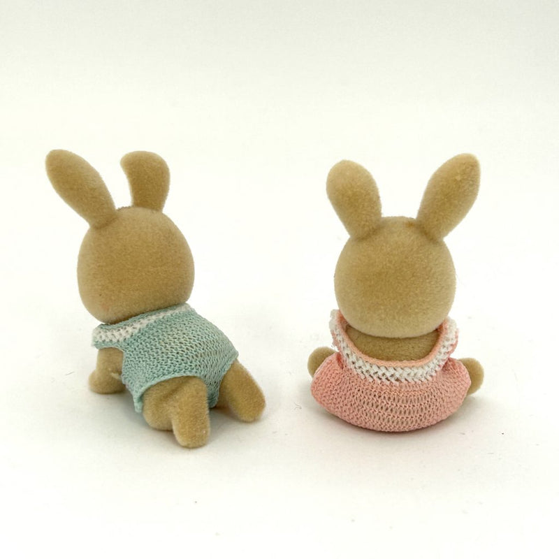 [Used] IVORY RABBIT BABY TWINS 1st Ed. Epoch Japan Sylvanian Families