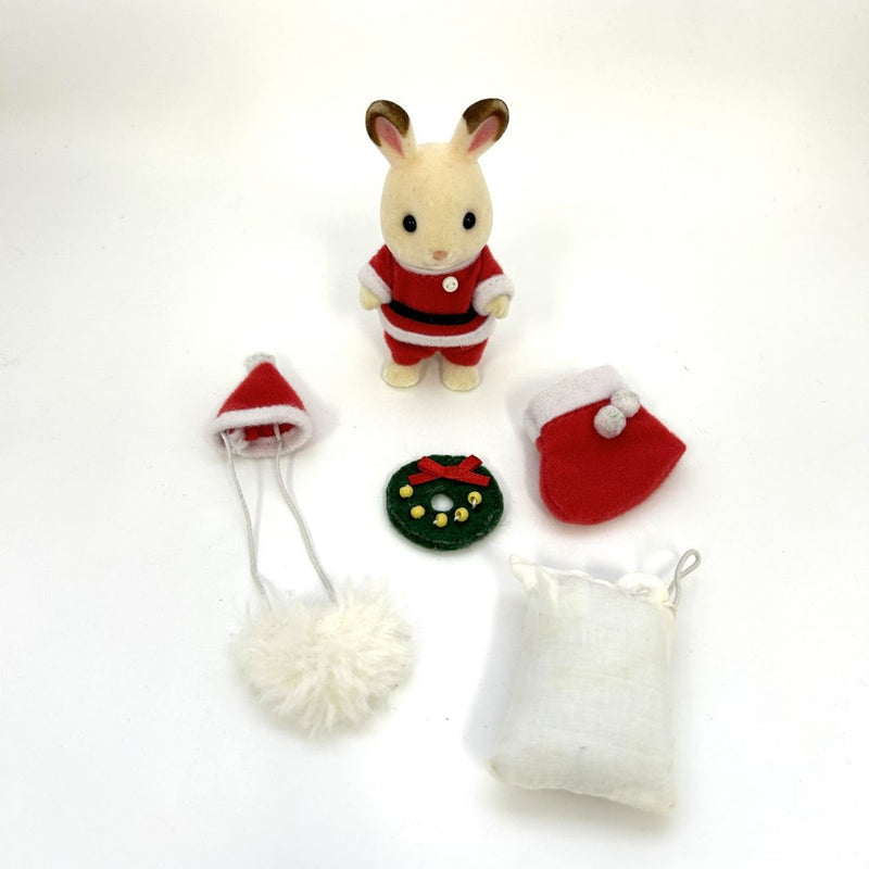 [Used] CHOCOLATE RABBIT SANTA CLAUSE SET CHRISTMAS Epoch Sylvanian Families