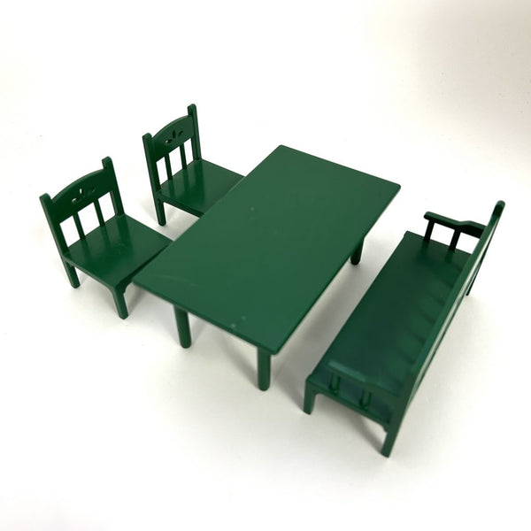 [Used] GREEN DINING TABLE SET KA-98 Epoch Japan Sylvanian Families