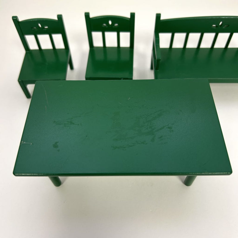 [Used] GREEN DINING TABLE SET KA-98 Epoch Japan Sylvanian Families