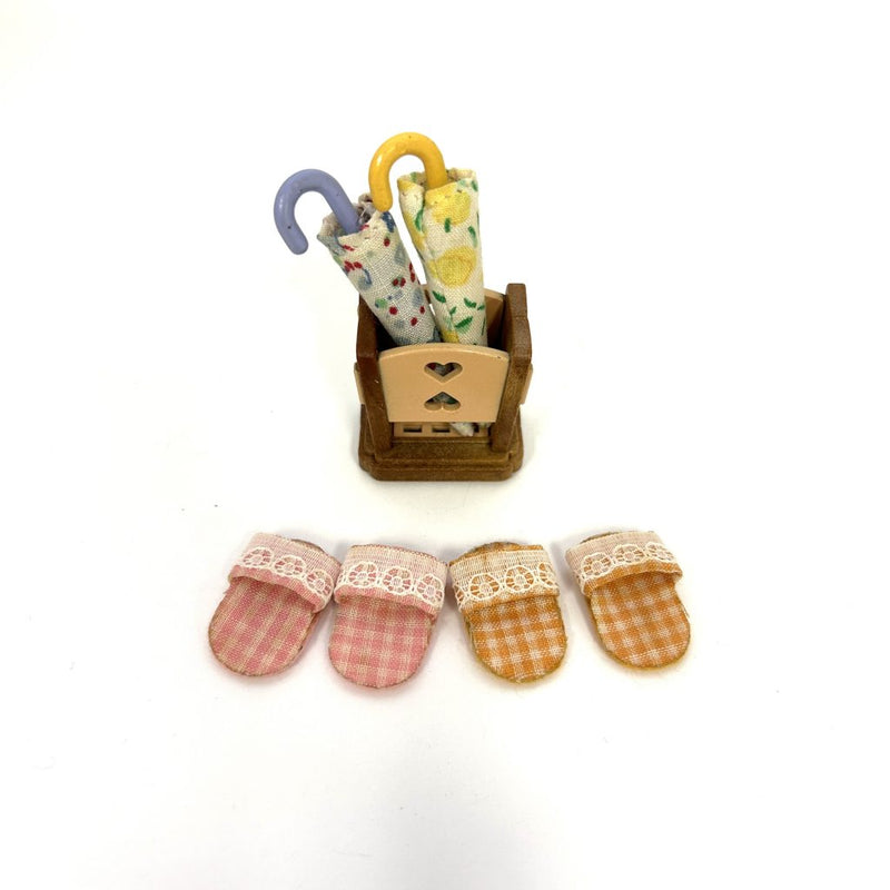 [Used] SLIPPER AND UMBRELLA STAND SET Vintage 1999 Epoch Japan Sylvanian Families