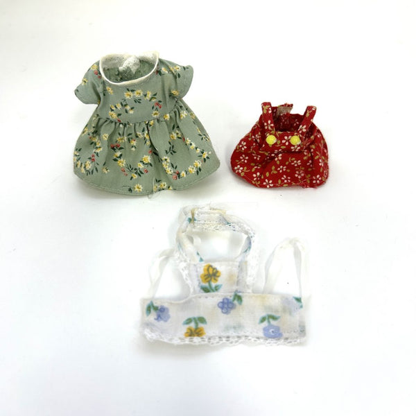 [Used] DRESS AND APRON SET Calico Clitters Epoch Japan Sylvanian Families