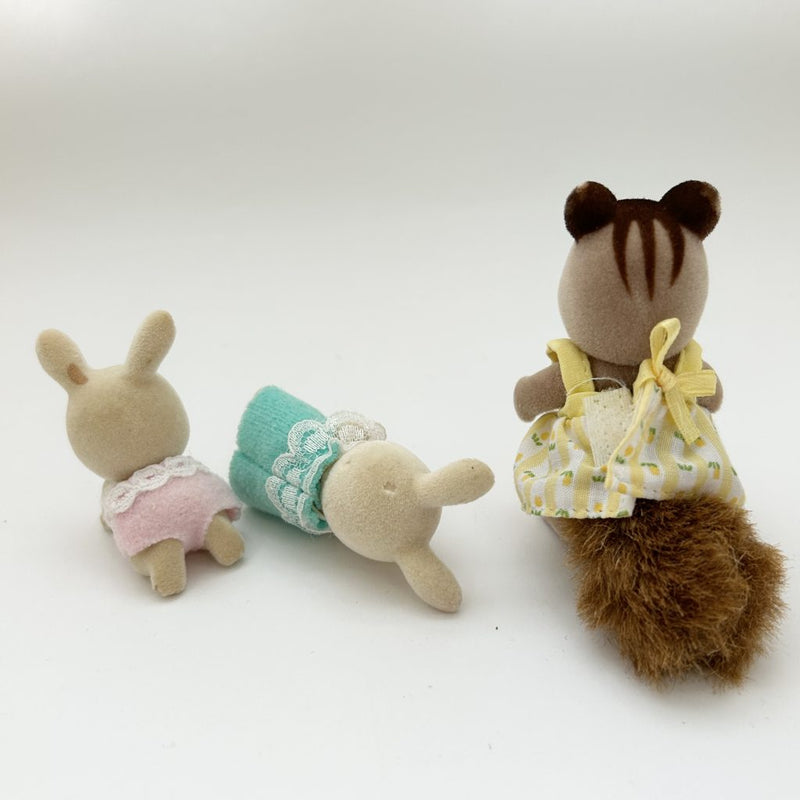 [Used] MILK RABBIT BABY SQUIRREL GIRL Calico Clitters Epoch Japan Sylvanian Families