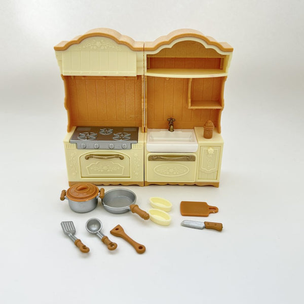 [Used] KITCHEN STOVE AND SINK SET Epoch Japan KA-420 Sylvanian Families