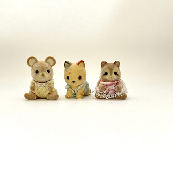 [Used] BABY SET MOUSE WHISKERS SPOTTED CAT RACCOON Epoch Japan Sylvanian Families