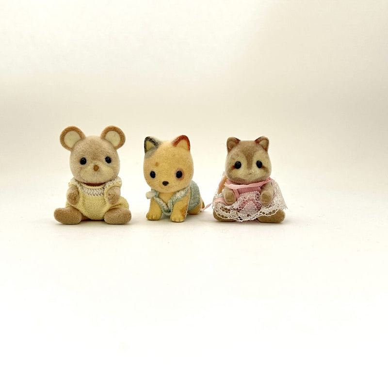 [Used] BABY SET MOUSE WHISKERS SPOTTED CAT RACCOON Epoch Japan Sylvanian Families