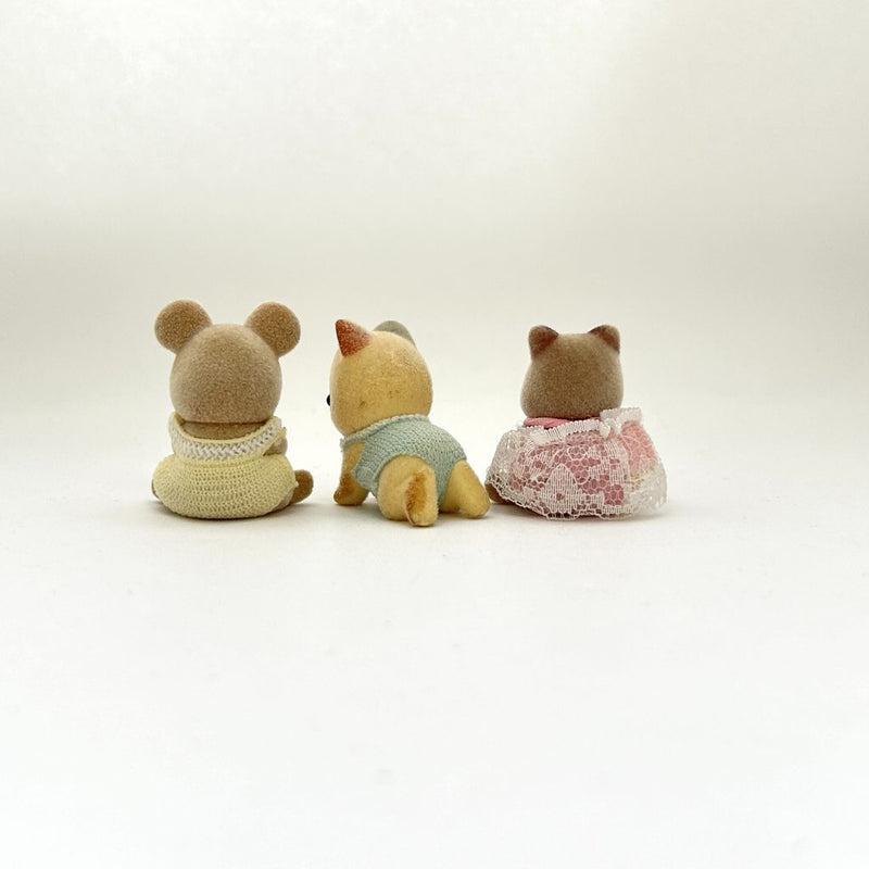 [Used] BABY SET MOUSE WHISKERS SPOTTED CAT RACCOON Epoch Japan Sylvanian Families