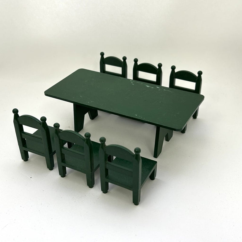 [Used] GREEN FAMILY TABLE & CHAIRS KA-27 Vintage Sylvanian Families