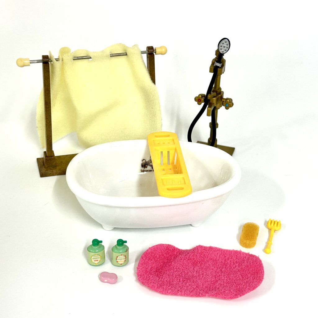 [used] Vintage Bath and Shower Set 1994 KA-66 Sylvanian Families Calico Critters