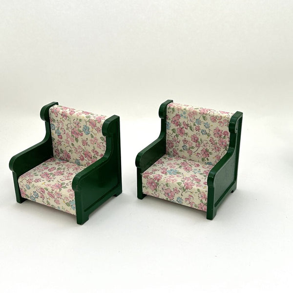 [Used] GREEN ARMCHAIR SET PINK FLOWER Japan Sylvanian Families