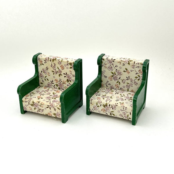 [Used] GREEN ARMCHAIR SET PURPLE FLOWER Japan Sylvanian Families