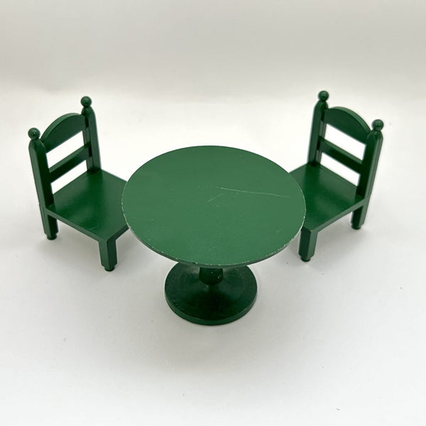 [Used] GREEN ROUND TABLE SET KA-02 Retired Epoch Japan Sylvanian Families