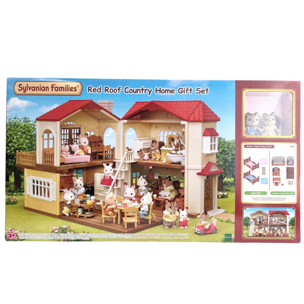 مجموعة هدايا منزل ريفي بسقف أحمر 5385 عائلات سيلفانيان كاليكو كريترز