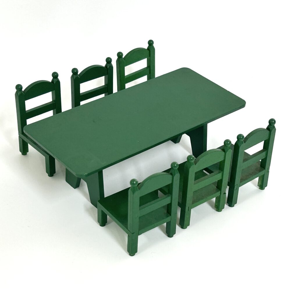[used] Vintage Green Family Table Chairs 1986 KA-27 Sylvanian Families Calico Critters