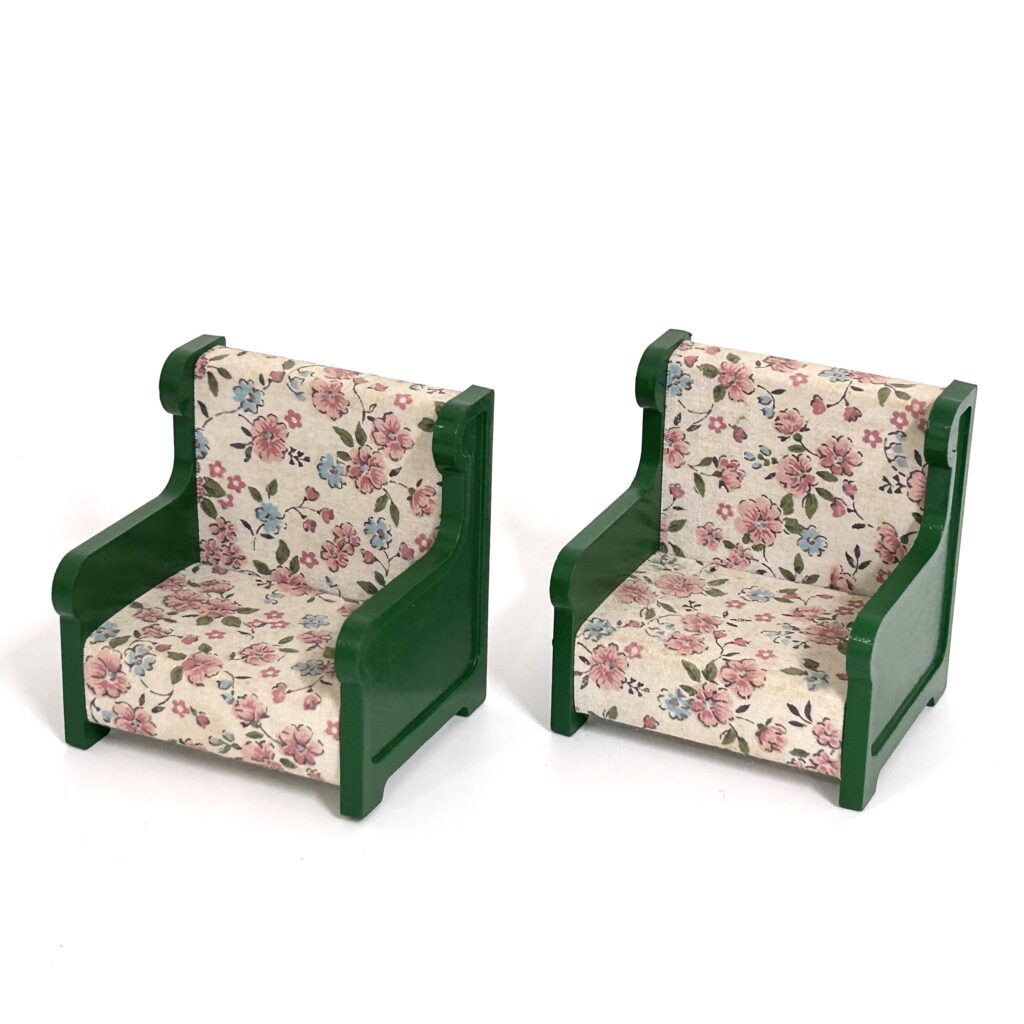 [used] Vintage Green Armchair Set 1985 KA-09 Sylvanian Families Calico Critters