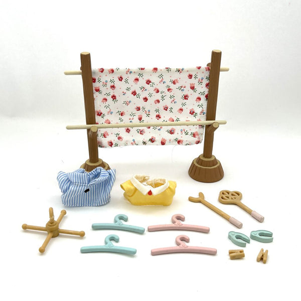 [Used] CLOTHESLINE ND LAUNDRY SET Epoch JAPAN Sylvanian Families