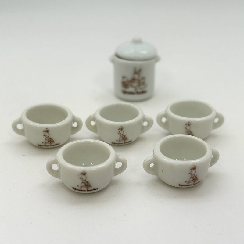 [Used] SOUP SET White Pottery KA-38 1986 Epoch Japan Sylvanian Families