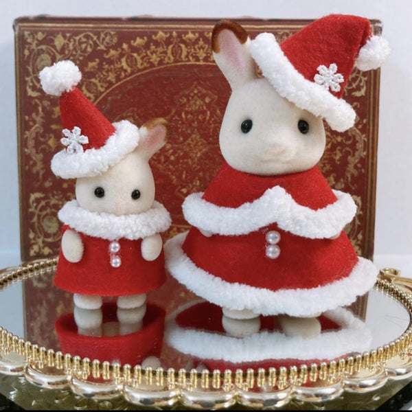 CHRISTMAS SANTA DRESS AND HAT 4pcs SET FOR GIRLS & BABIES Epoch Japan Sylvanian Families