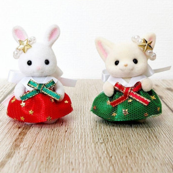 CHRISTMAS DRESS AND HEAD ACCESSORY 4pcs SET FOR BABIES Epoch Japan Sylvanian Families