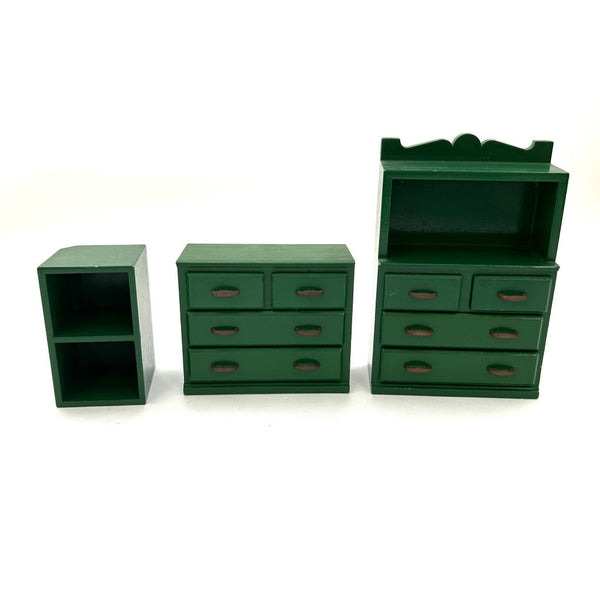 [Used] GREEN FURNITURES SET SHELF Calico Clitters Epoch Japan Sylvanian Families