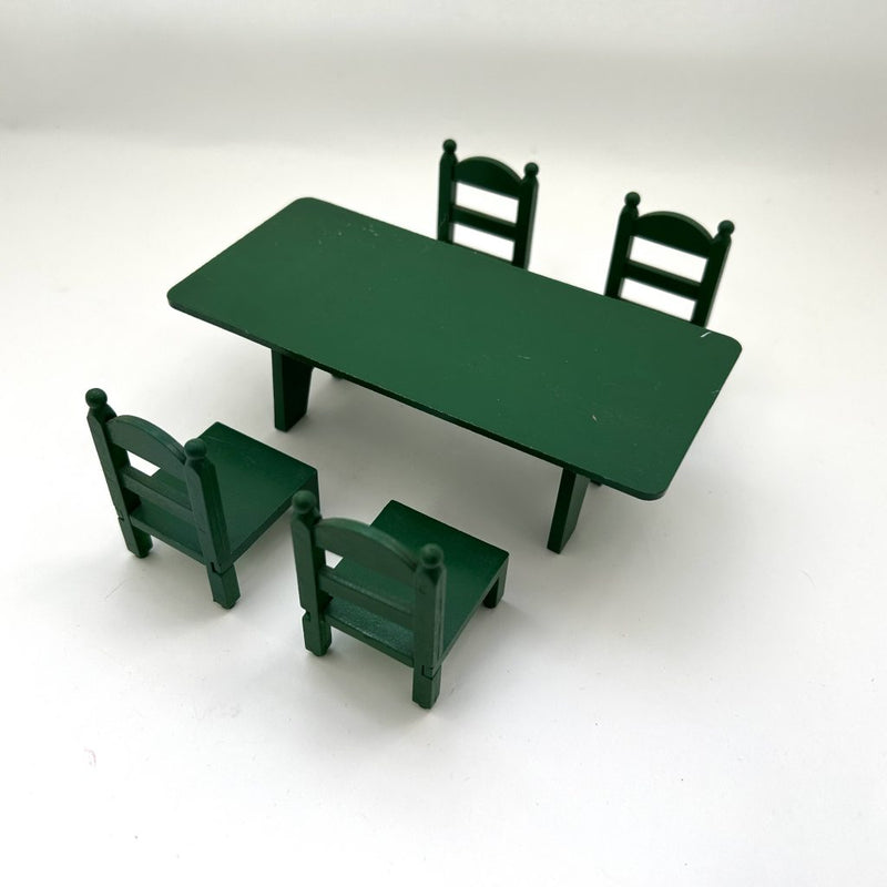 [Used] GREEN TABLE SET Calico Clitters Epoch Japan Sylvanian Families