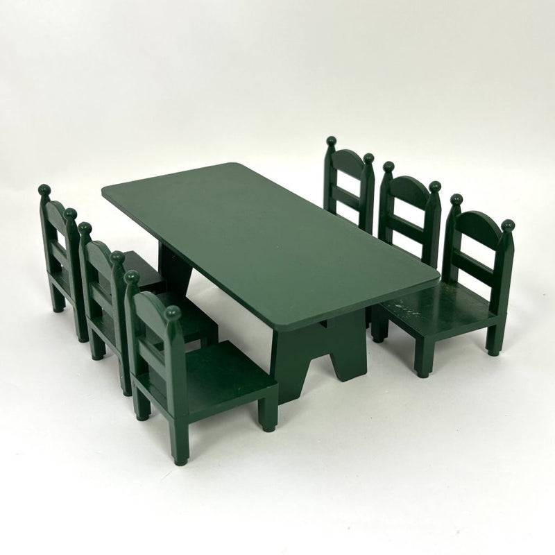 [Used] GREEN FAMILY TABLE SET Calico Clitters Epoch Japan Sylvanian Families