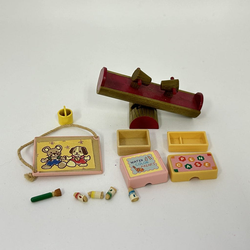 [Used] SEESAW AND PAINT SET Calico Clitters Epoch Japan Sylvanian Families