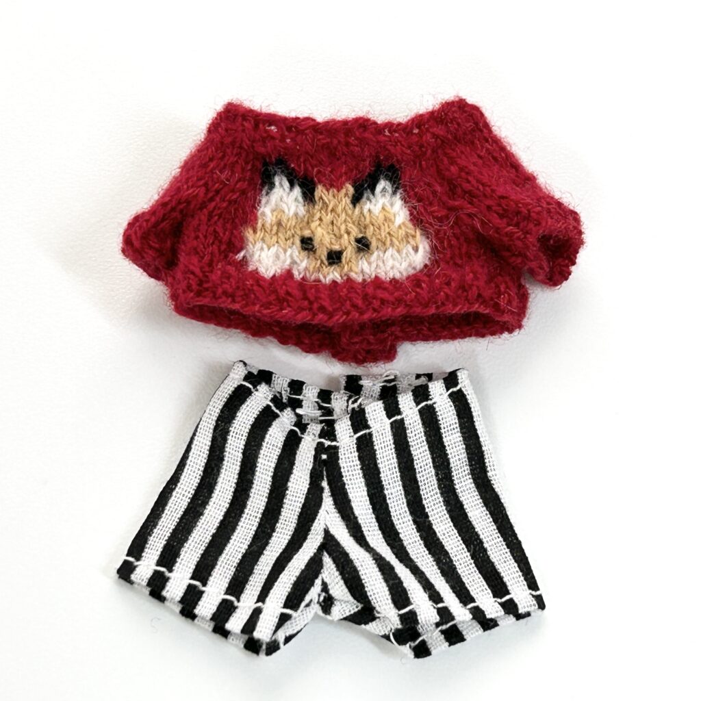 Fox Sweater Striped Pants Handmade