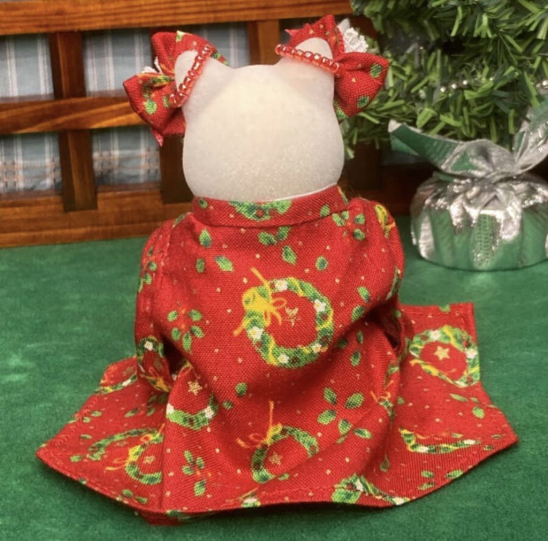 RED CHRISTMAS PATTERN KIMONO FOR MOTHERS Calico Clitters Sylvanian Families