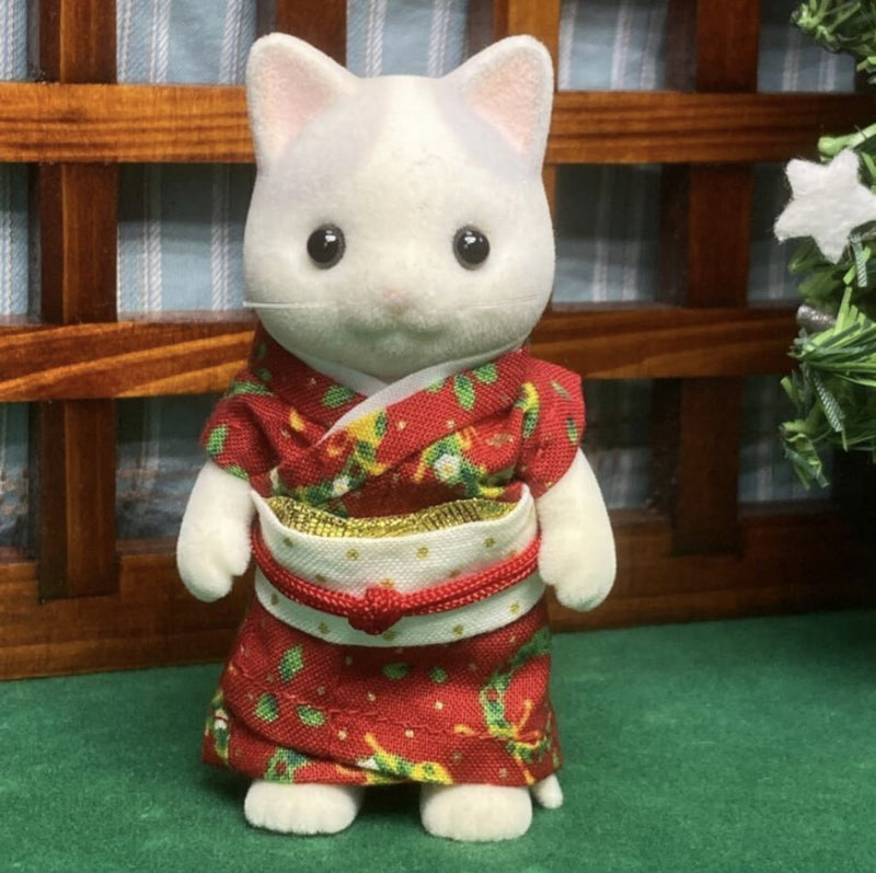 RED CHRISTMAS PATTERN KIMONO FOR MOTHERS Calico Clitters Sylvanian Families