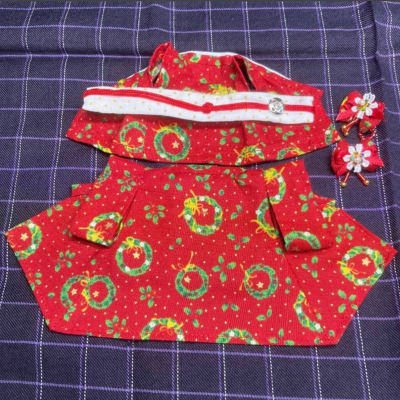 RED CHRISTMAS PATTERN KIMONO FOR MOTHERS Calico Clitters Sylvanian Families