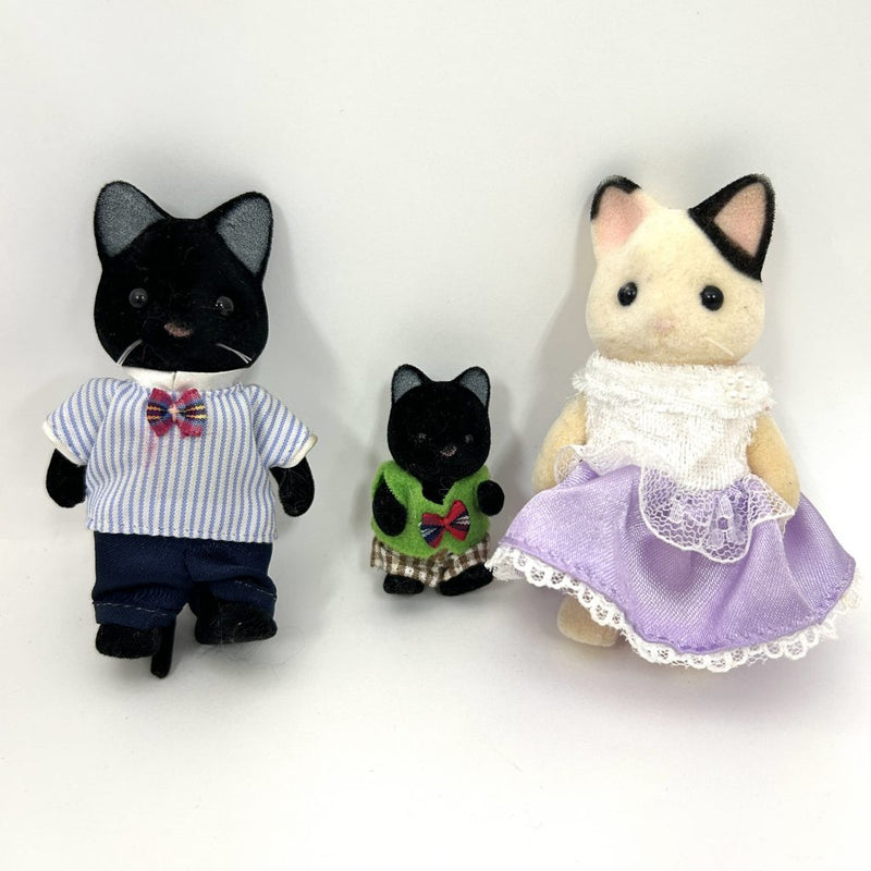 [Used] Forest Market CHARCOAL CAT FAMILY Tuxedo Cat Sylvanian Families