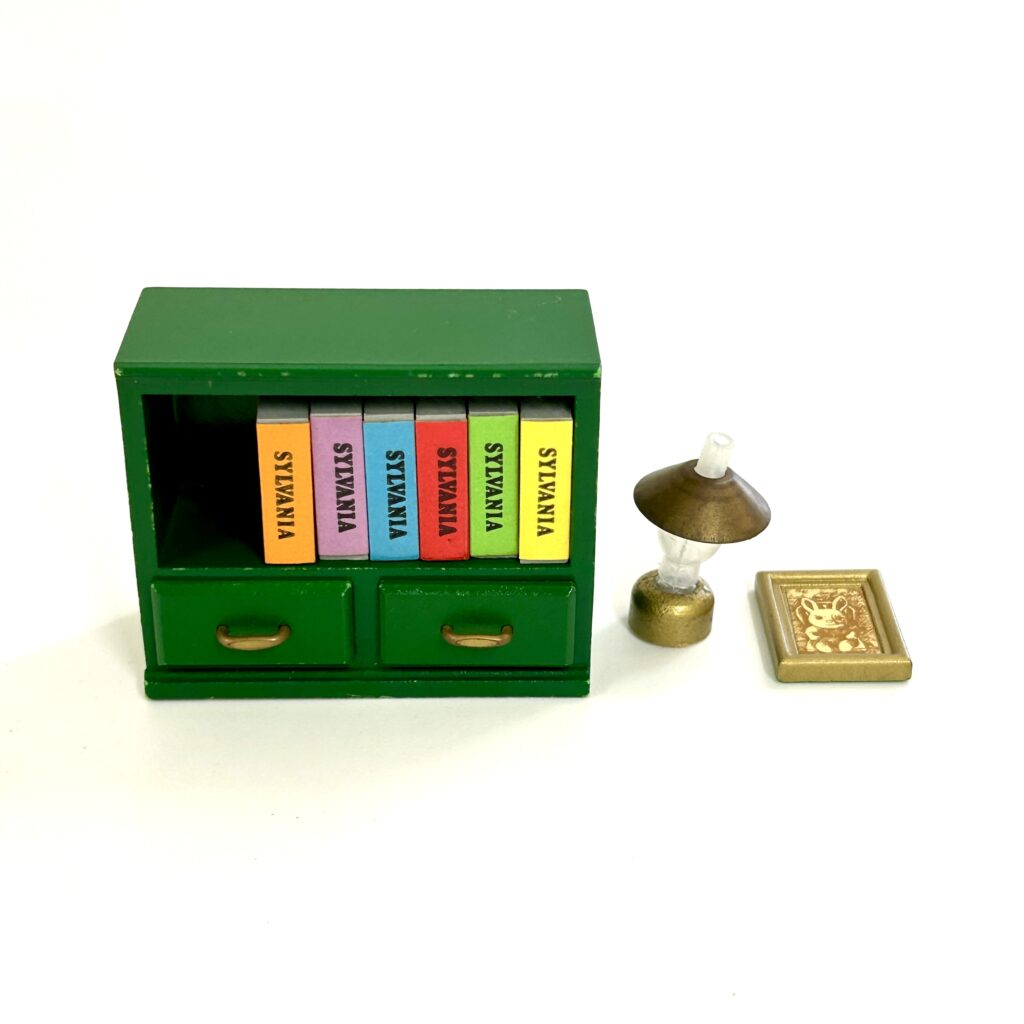 [used] Vintage Green Book Shelf Set Sylvanian Families Calico Critters