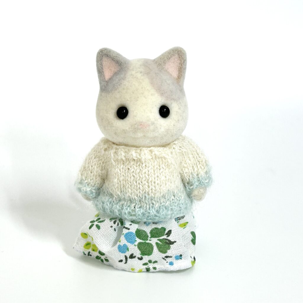 Blue Mohair and White Cashmere Sweater and Skirt Handmade