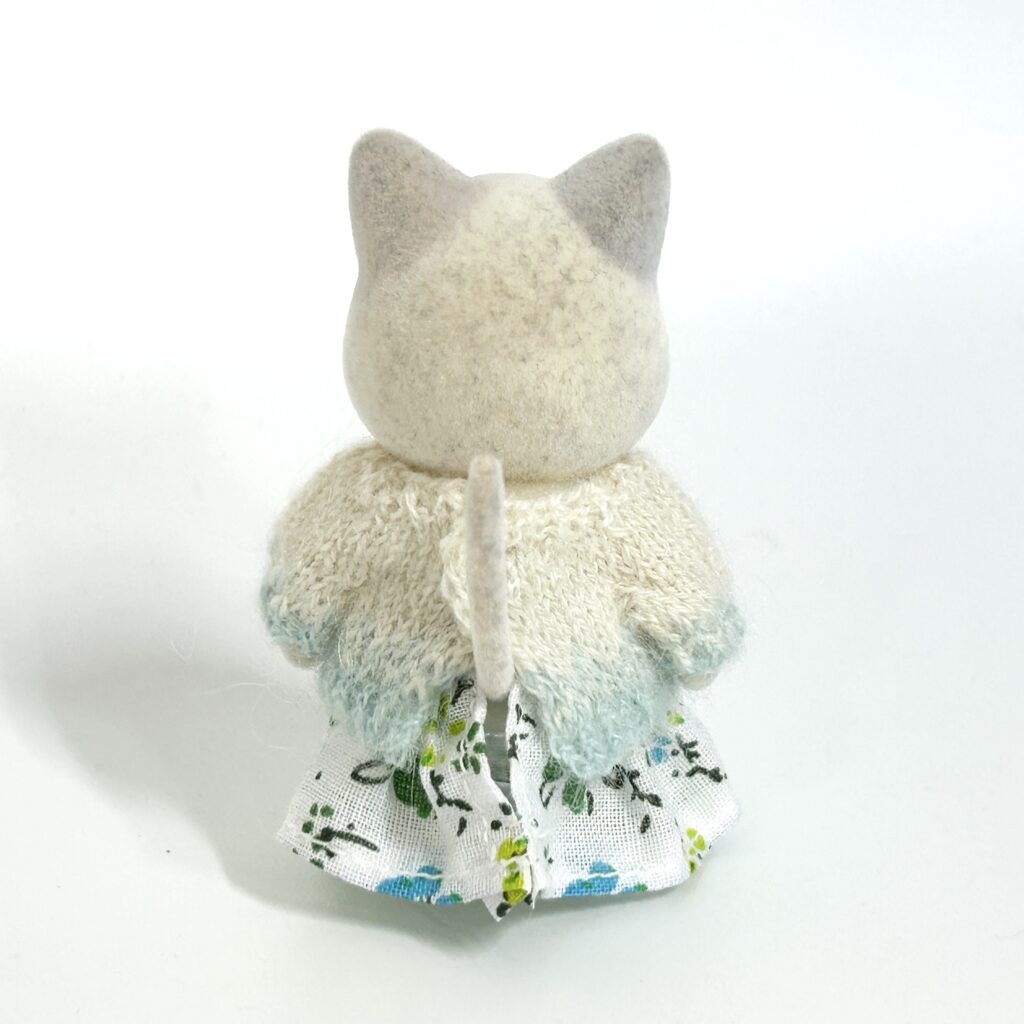 Blue Mohair and White Cashmere Sweater and Skirt Handmade