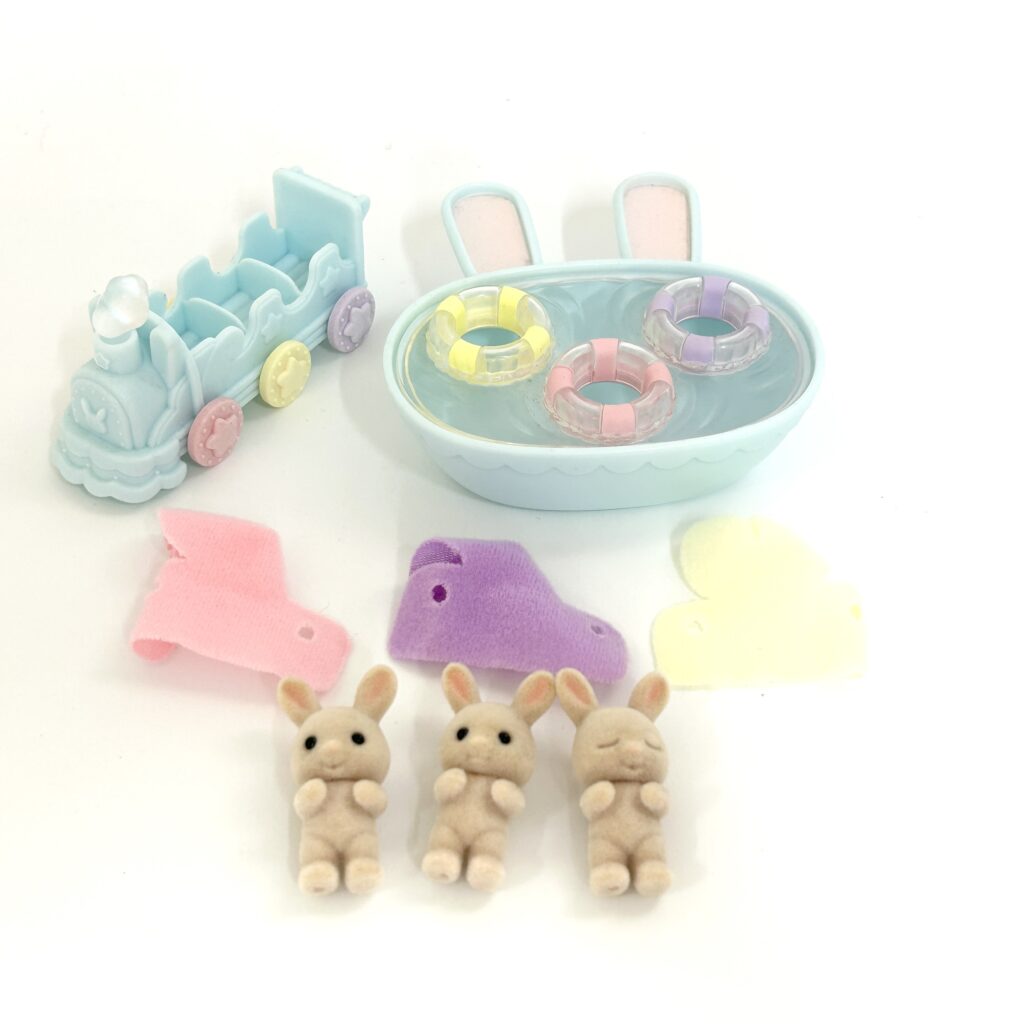 [used] Milk Rabbit Triplets Bathtime Set 2022 DF-22 Sylvanian Families Calico Critters