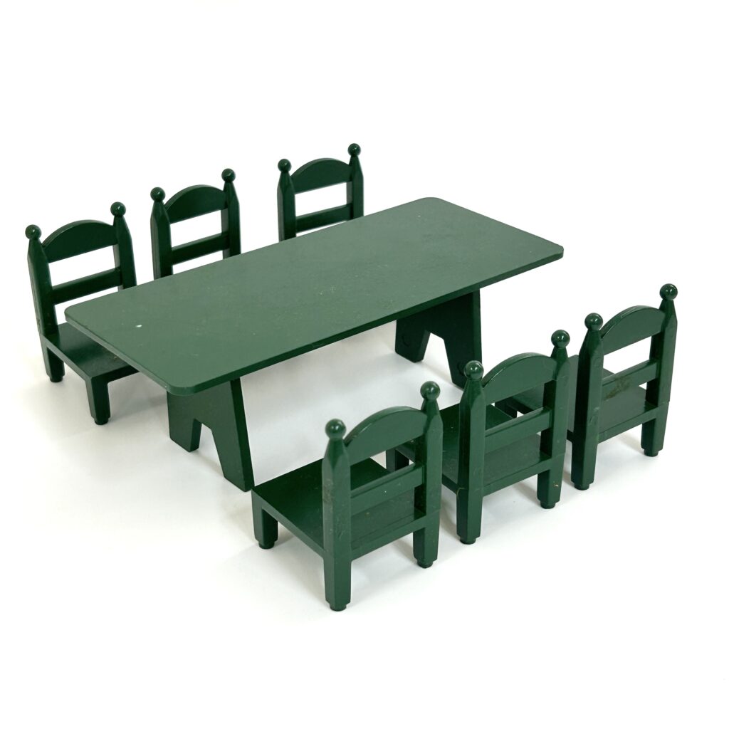 [used] Vintage Green Family Table Chairs 1986 KA-27 Sylvanian Families Calico Critters