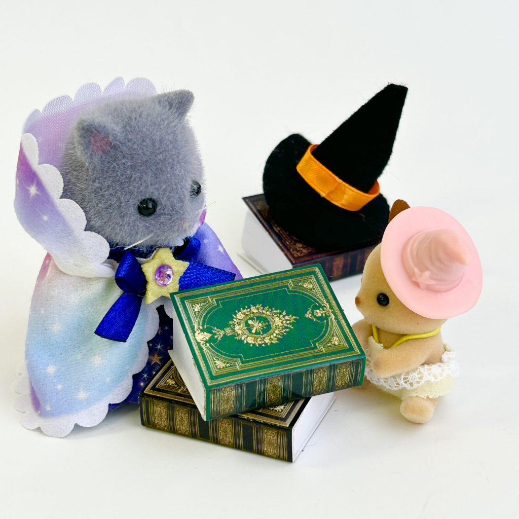 Miniature Witch's Hat and Magic Book Halloween Natural Kitchen