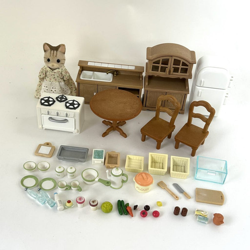 [Used] STRIPED CAT KITCHEN SET SE-147 2005 Retired Sylvanian Families