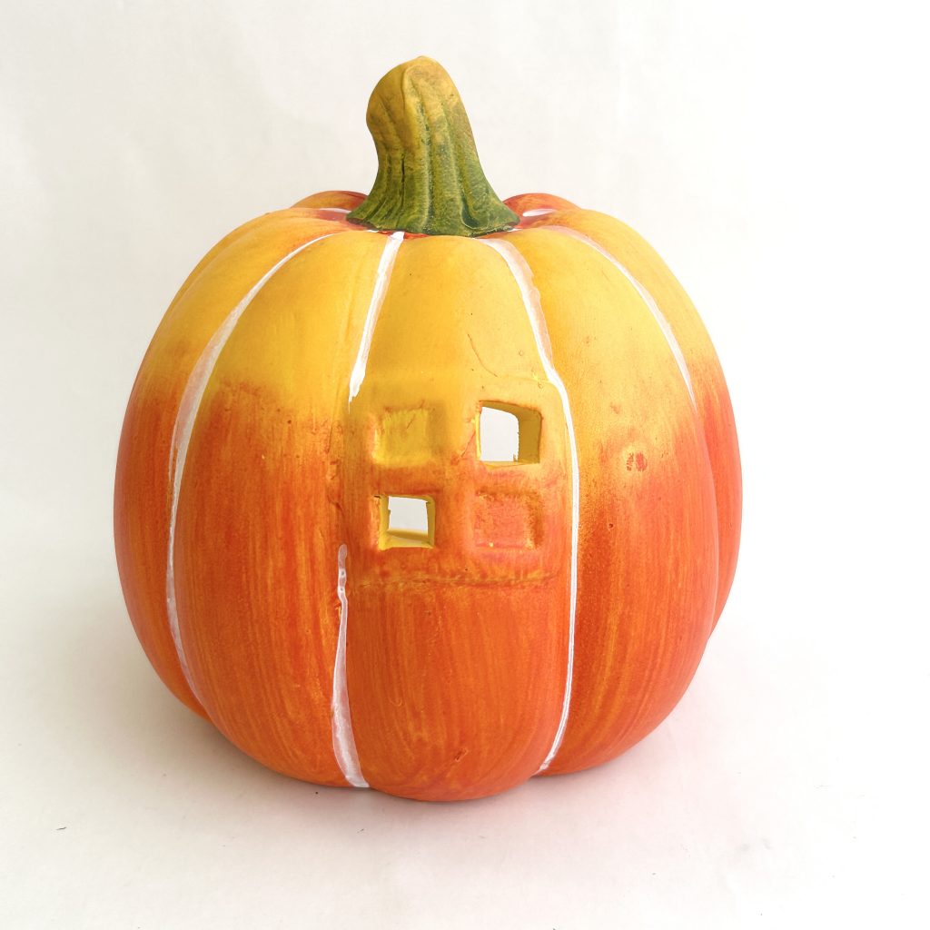 Pumpkin Dome Ornament with Window Halloween Natural Kitchen