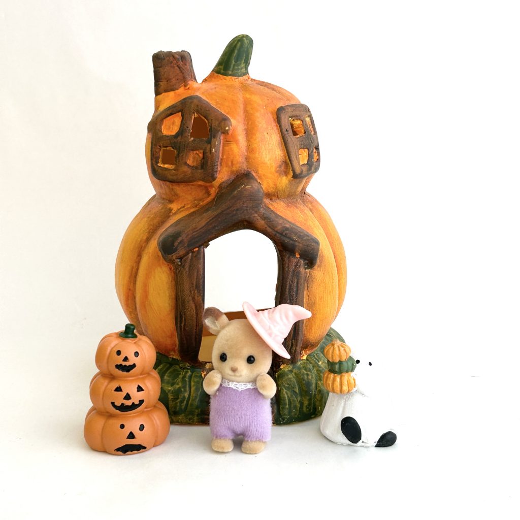 Two-Story Pumpkin House Candle Pot Halloween Natural Kitchen