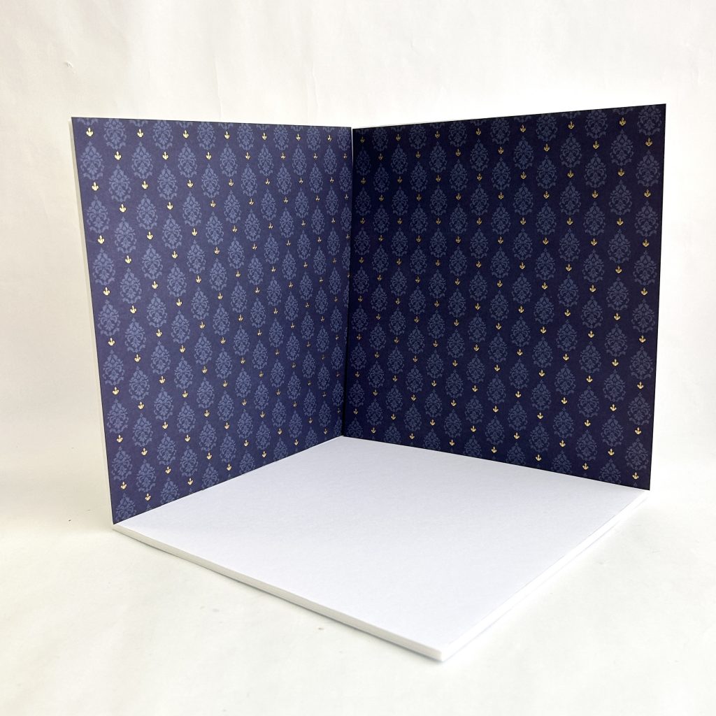 Set de base y papel tapiz para casa de muñecas, damasco azul, serie