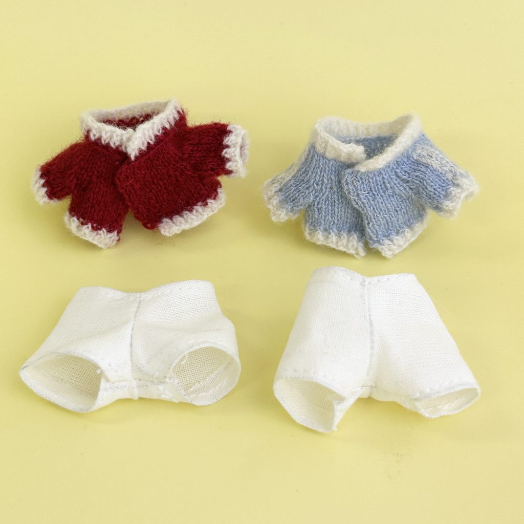 Collared Cardigan Red and Blue Handmade