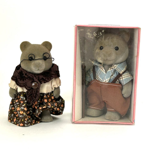 [Used] Vintage GRAY BEAR GRANDPARENTS Epoch Japan Sylvanian Families