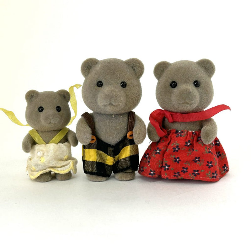 [Used] Vintage GRAY BEAR SIBLINGS Epoch Japan Sylvanian Families