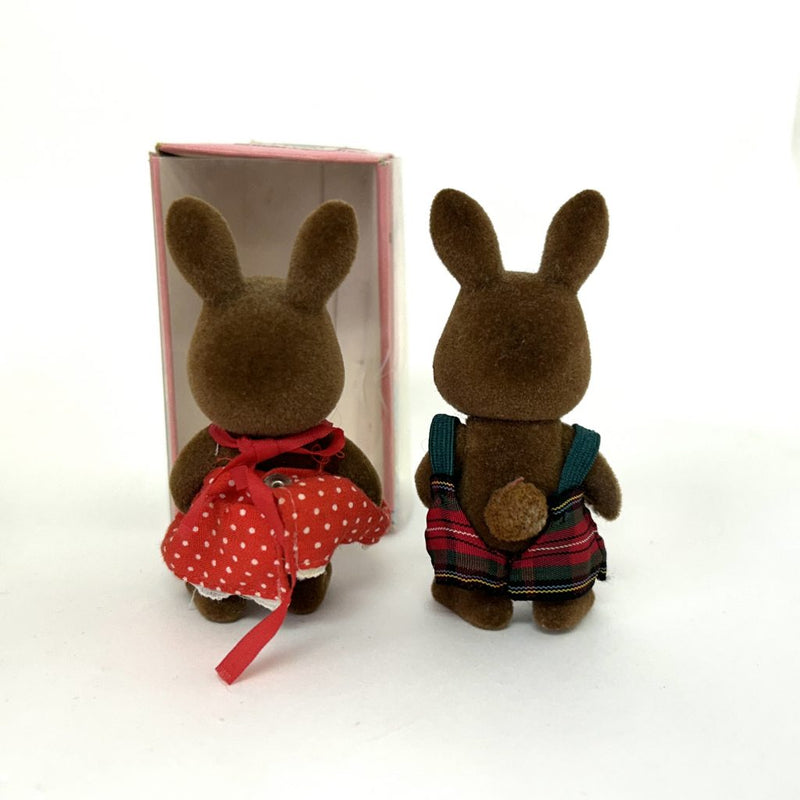 [Used] Vintage BROWN RABBIT SIBLINGS Epoch Japan Sylvanian Families