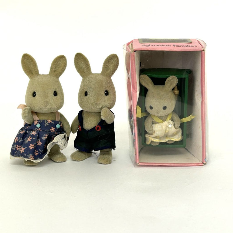 [Used] Vintage GRAY RABBIT SIBLINGS Epoch Japan Sylvanian Families