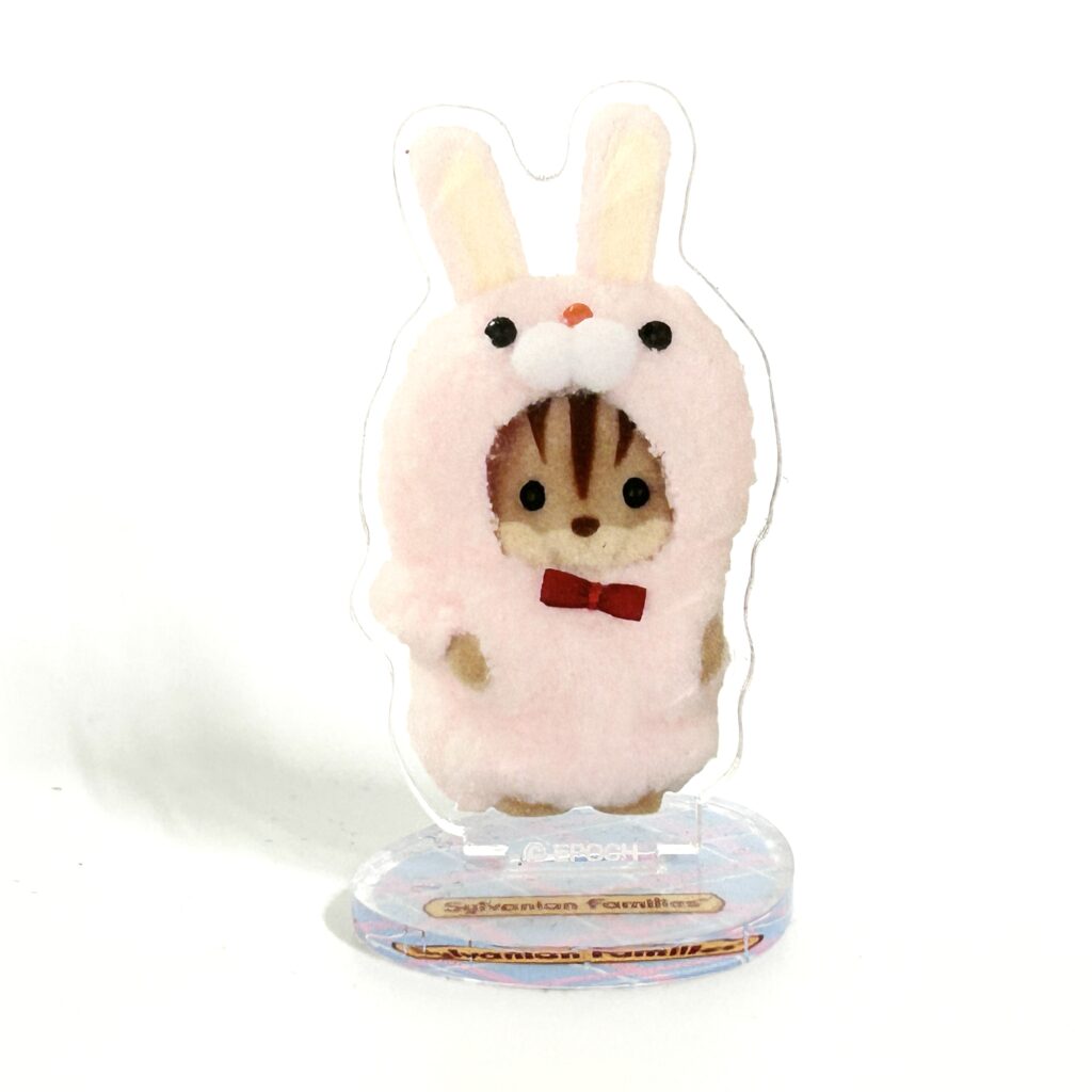 [used] Acrylic Stand Squirrel Baby with a Rabbit Costume Sylvanian Families Calico Critters