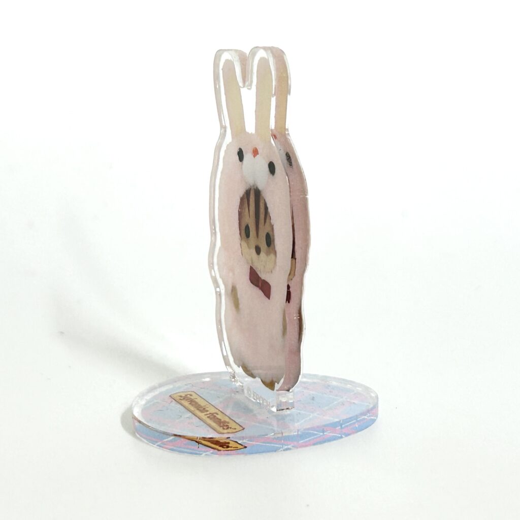 [used] Acrylic Stand Squirrel Baby with a Rabbit Costume Sylvanian Families Calico Critters